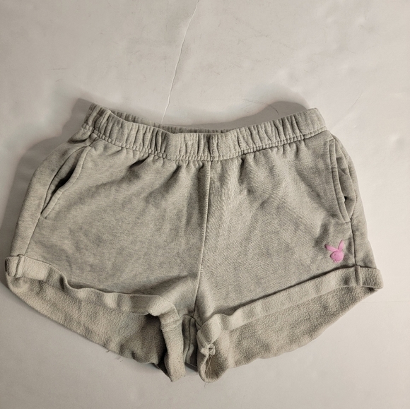 Playboy By PacSun Sweat Fleece Shorts Small Gray Pink Logo - Picture 1 of 7